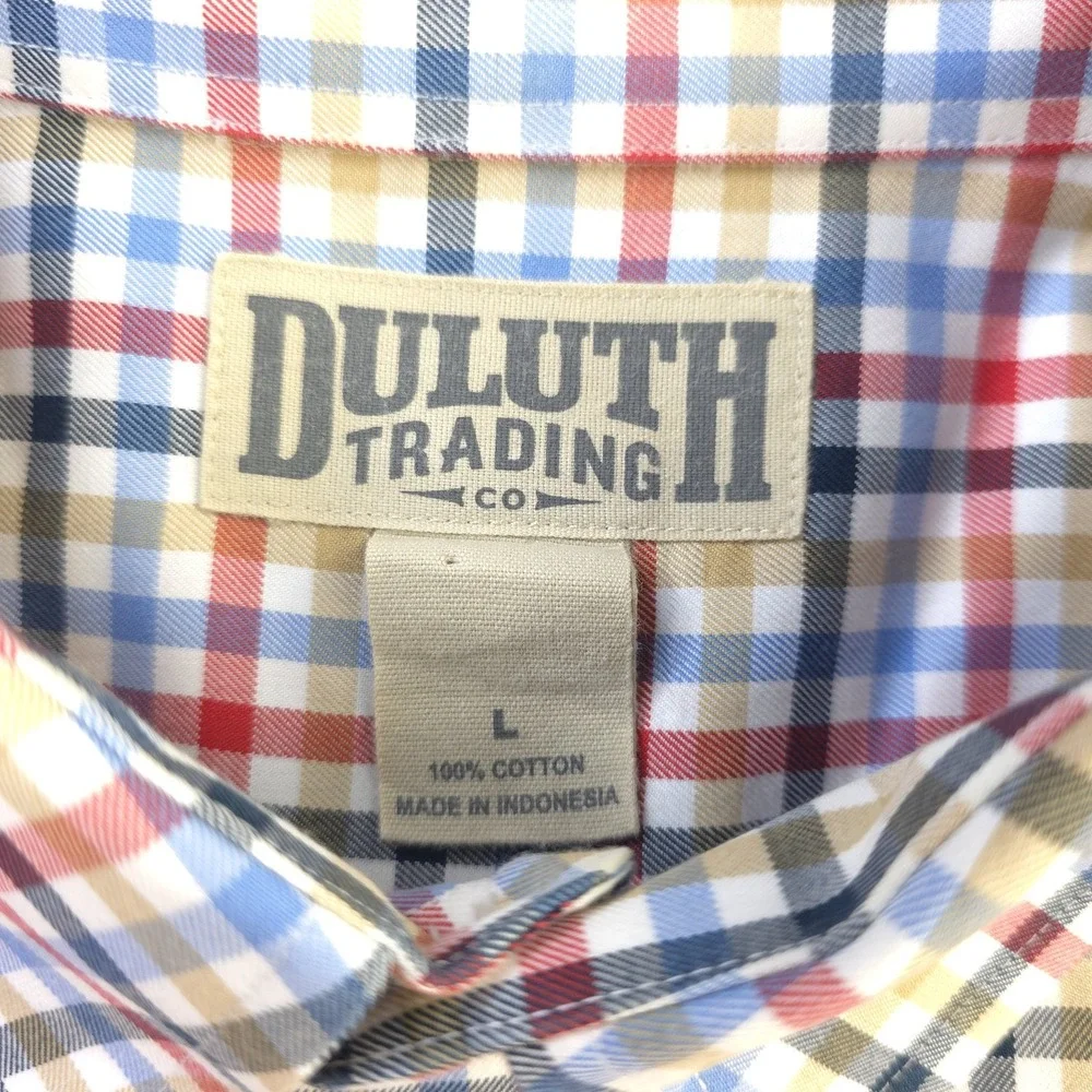 Duluth Shirt Large Long Sleeve Button Down Multicolor Plaid‎ Cotton Pocket